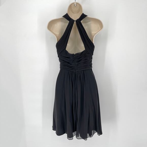 Ann Taylor Women's Silk Sleeveless Lined Halter Neck Cocktail Dress Size 2 Black - Picture 7 of 11